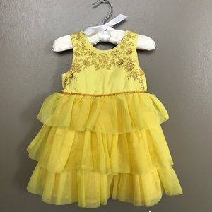 Disney yellow Bella dress 12 M